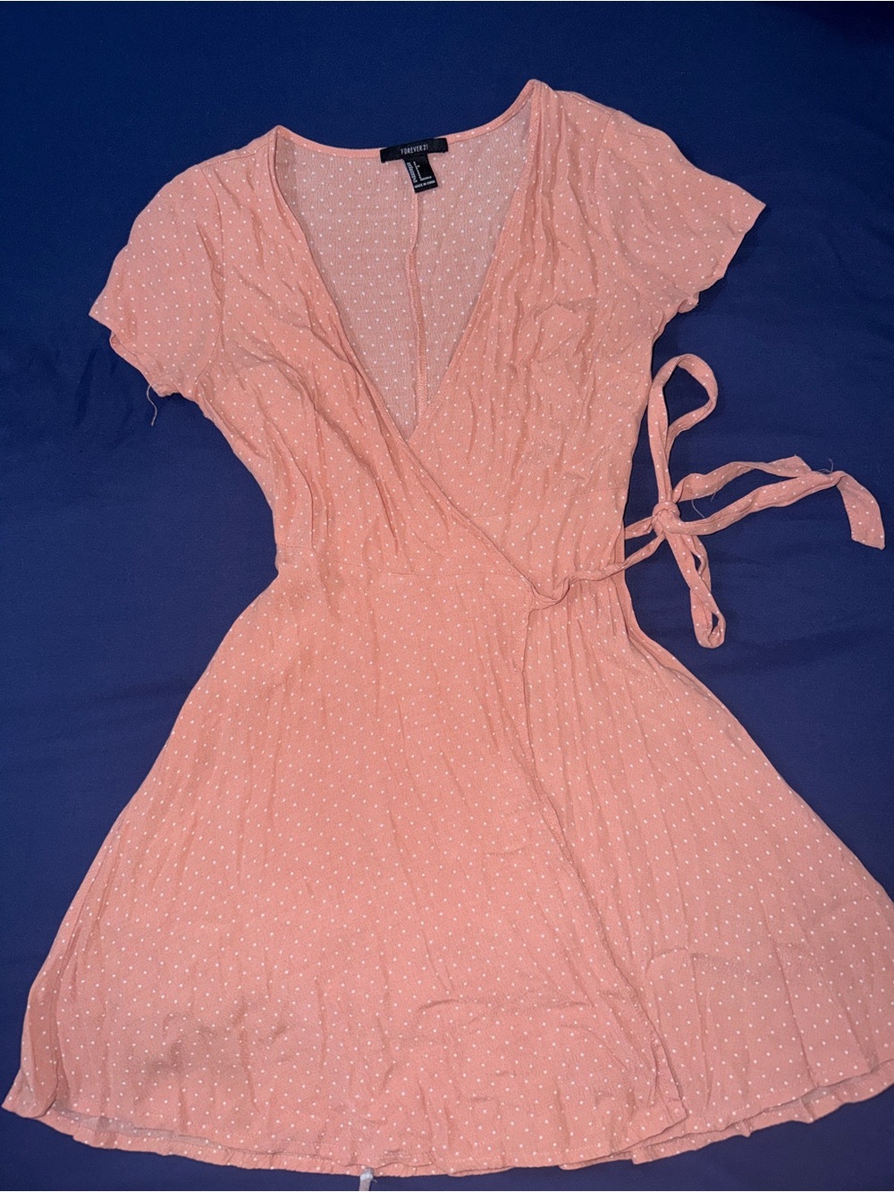 Forever 21 Peach Dot Wrap Mini Dress